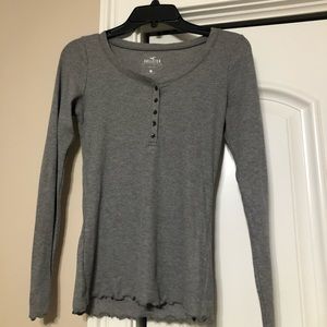 lettuce rim gray quarter button down long sleeve